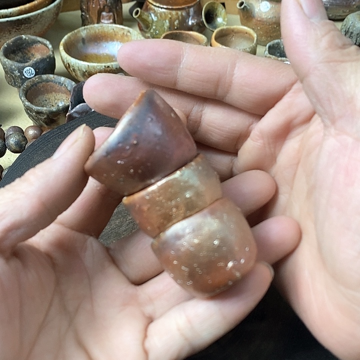 杯手工粗陶、柴烧茶器