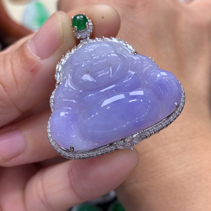 翡翠吊坠(不含链)18K金镶嵌平***界