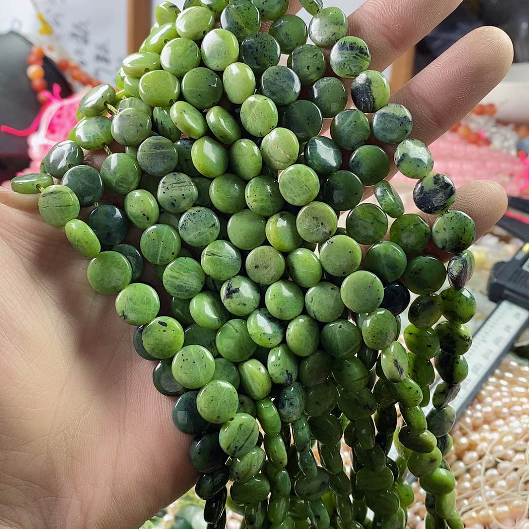 玛瑙/玉髓珠宝半成品合金一条天然4×10药王石圆饼A100