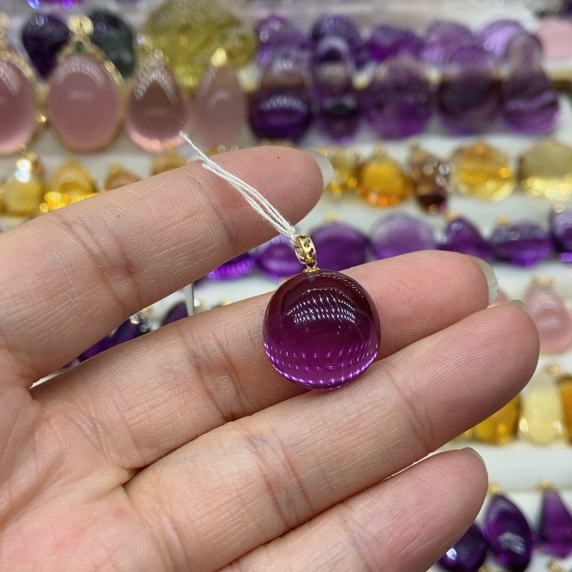 【闪购商品】水晶水晶吊坠18K金镶嵌