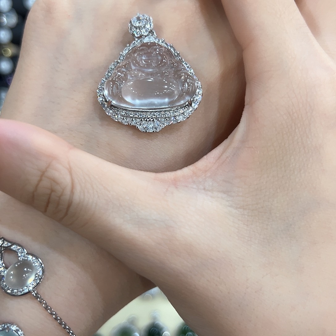 蛇纹石玉银S925镶嵌饰品铁**妹