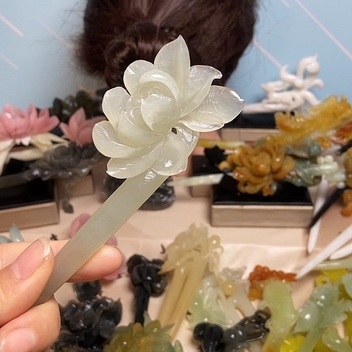 蛇纹石玉未镶嵌发饰发簪