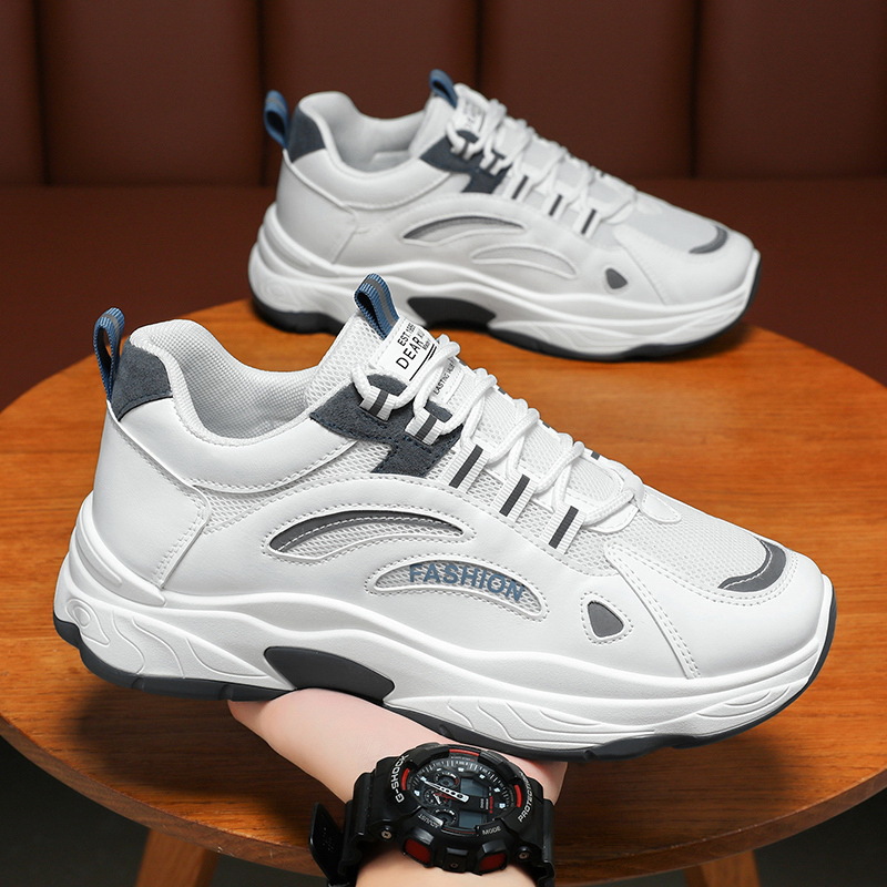 秋季男鞋新款透气网面鞋子男士运动鞋潮流百搭小白增高休闲老爹鞋