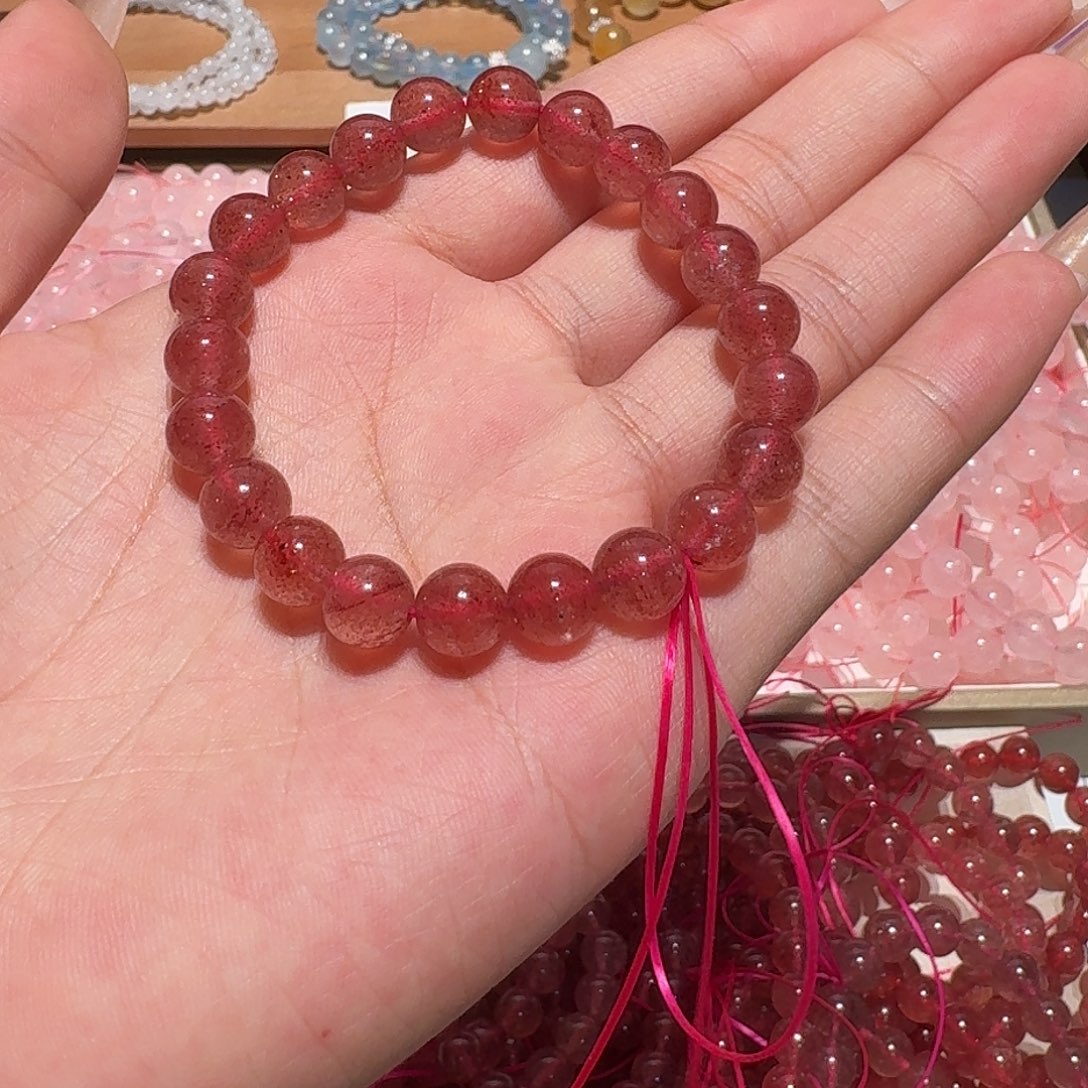 水晶手串未镶嵌三**星草莓晶
