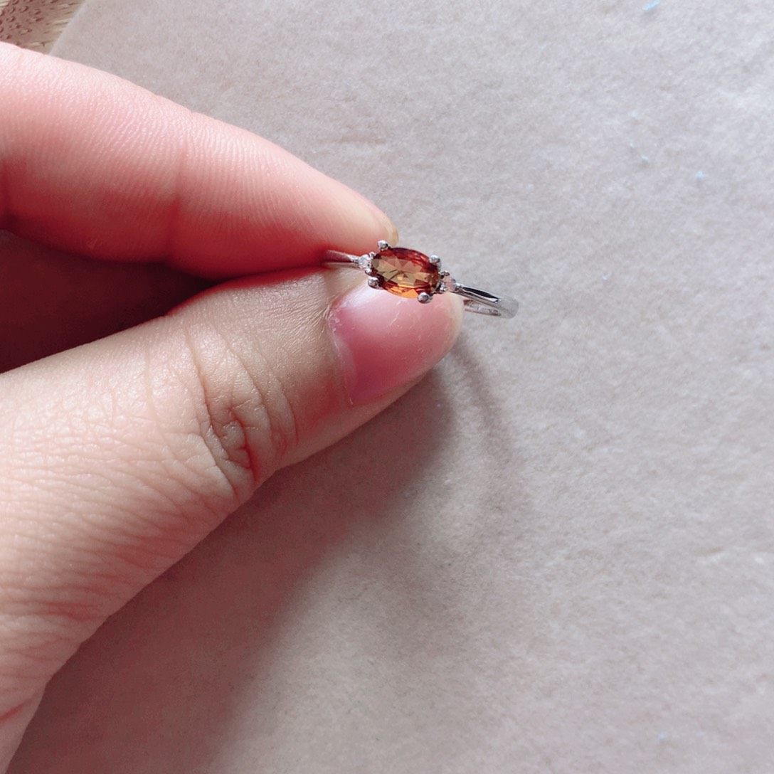 碧玺戒指银S925镶嵌国首质检