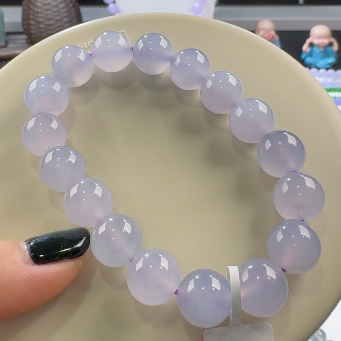 翡翠手链未镶嵌高冰粉紫手串卡12.1-11.5 至胶质纯！