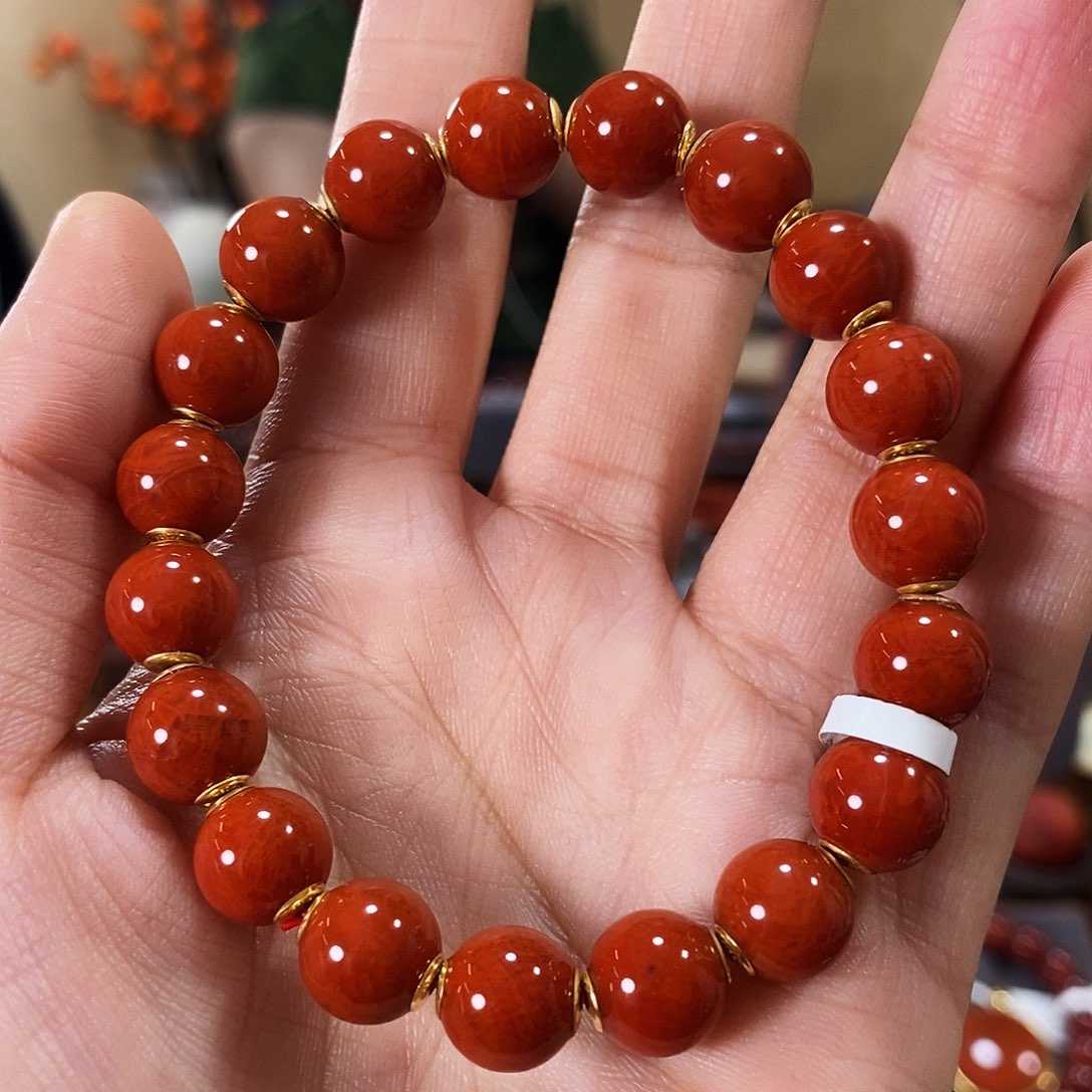 南红玛瑙单圈10mm18K金镶嵌