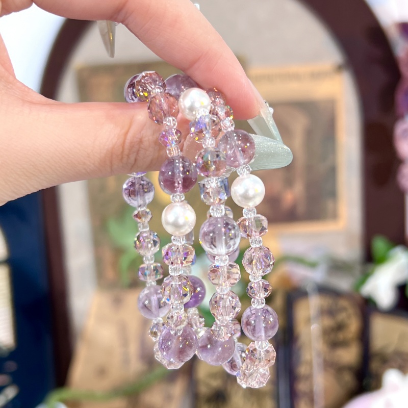 【紫波波】天然水晶手串玻利维亚紫水晶原创轻奢设计叠戴款送闺蜜