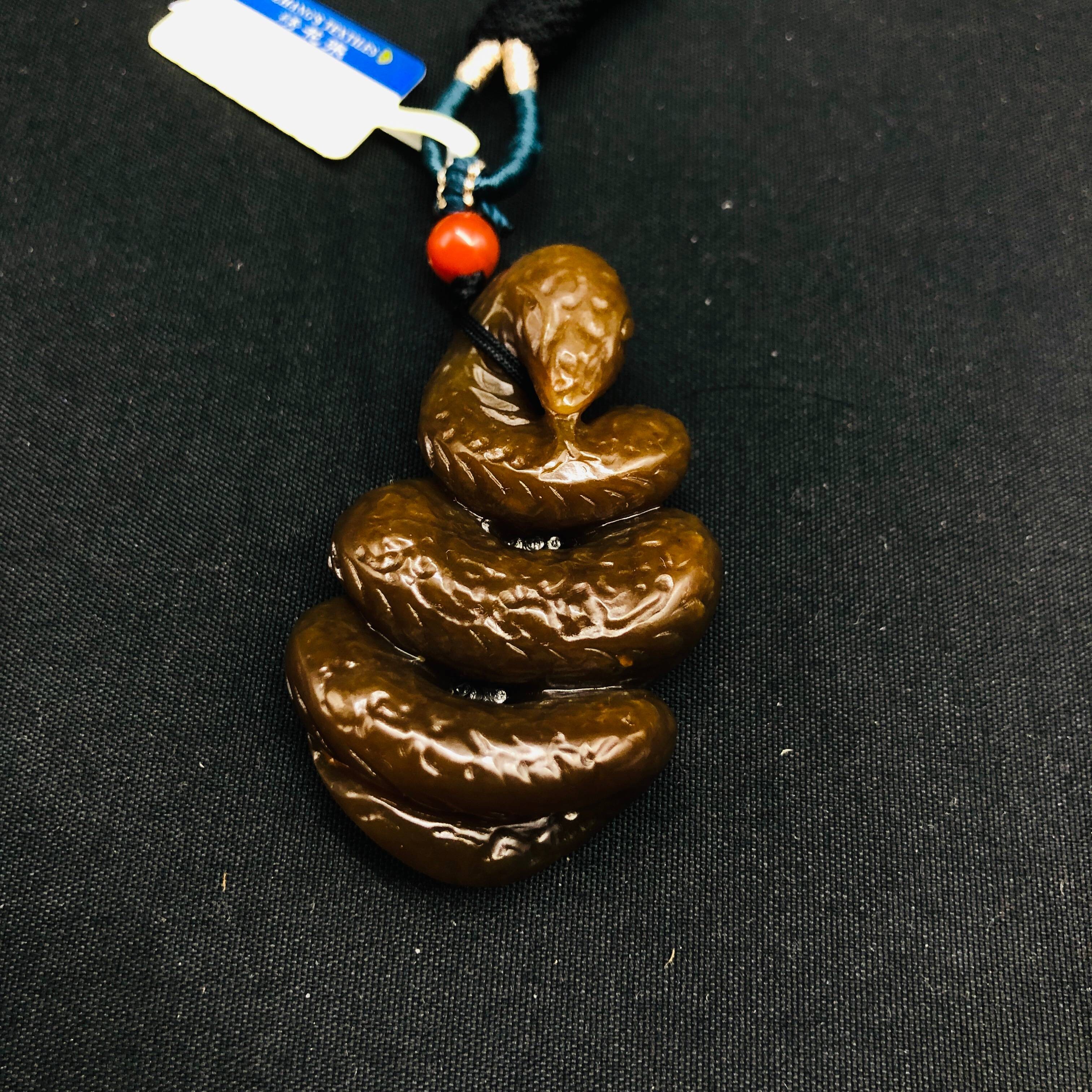 和田玉糖料蛇挂件-M25AV008F68-