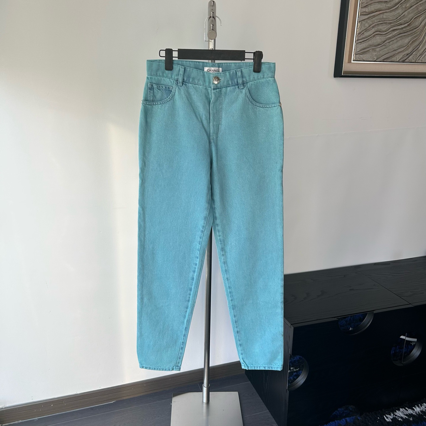 99新 Chanel/香奈儿 21S春夏手工坊直筒牛仔裤38码腰围76