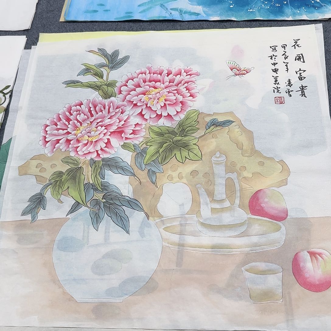 国画尺寸70X70手绘作品 