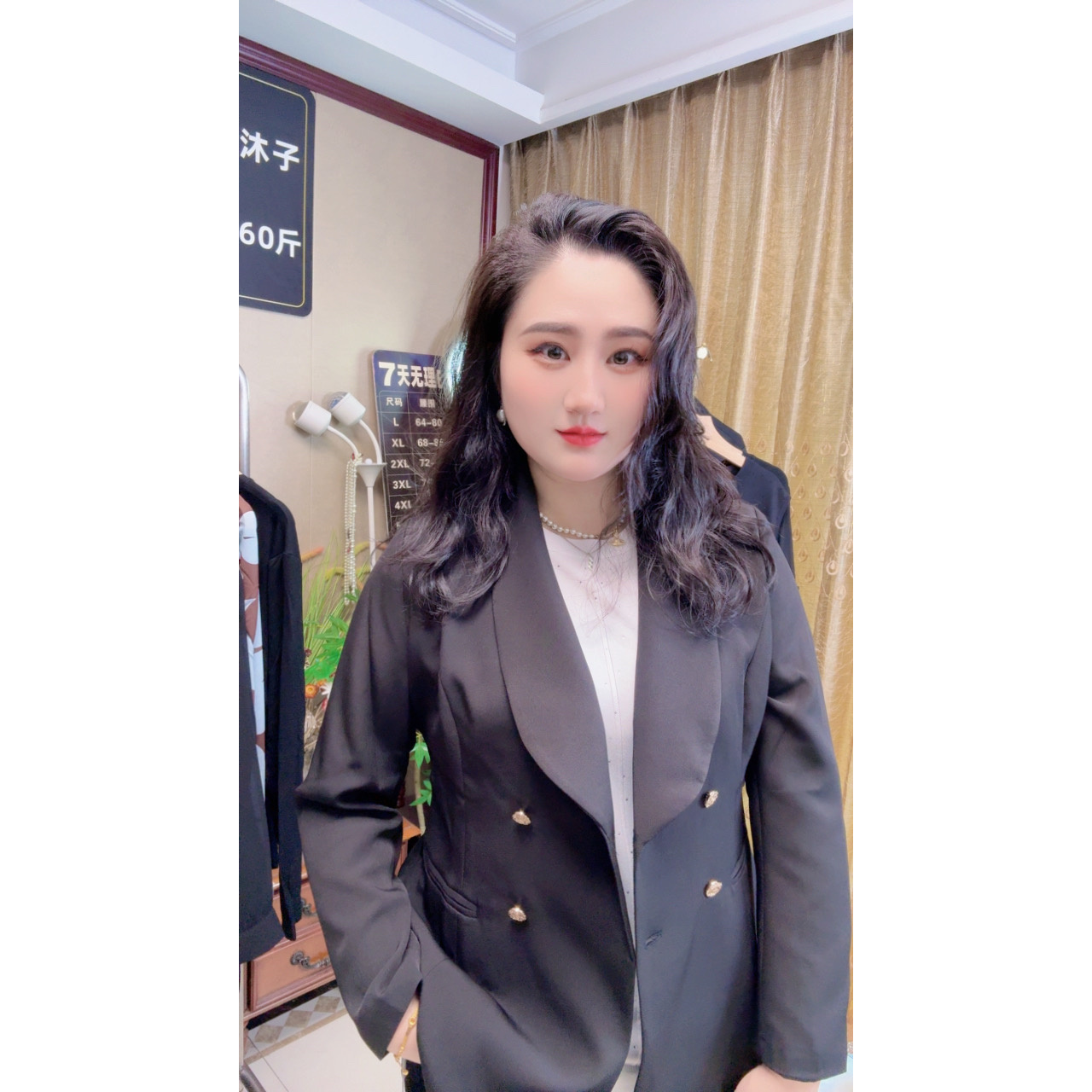 休闲风戗驳领通勤青果领长袖西服西装上衣网红风显瘦