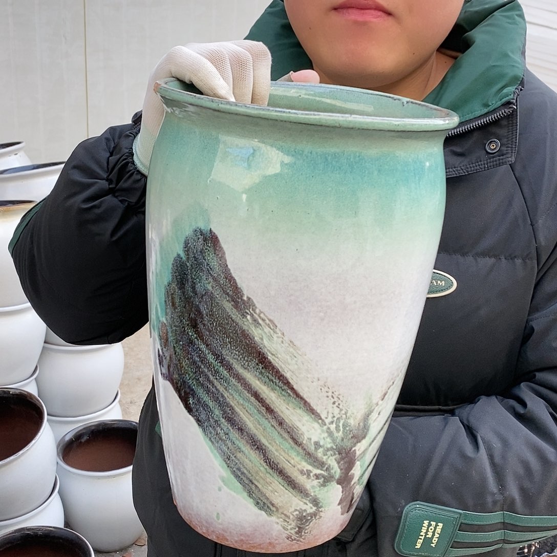 紫砂花盆瑕疵口20高31瑕疵