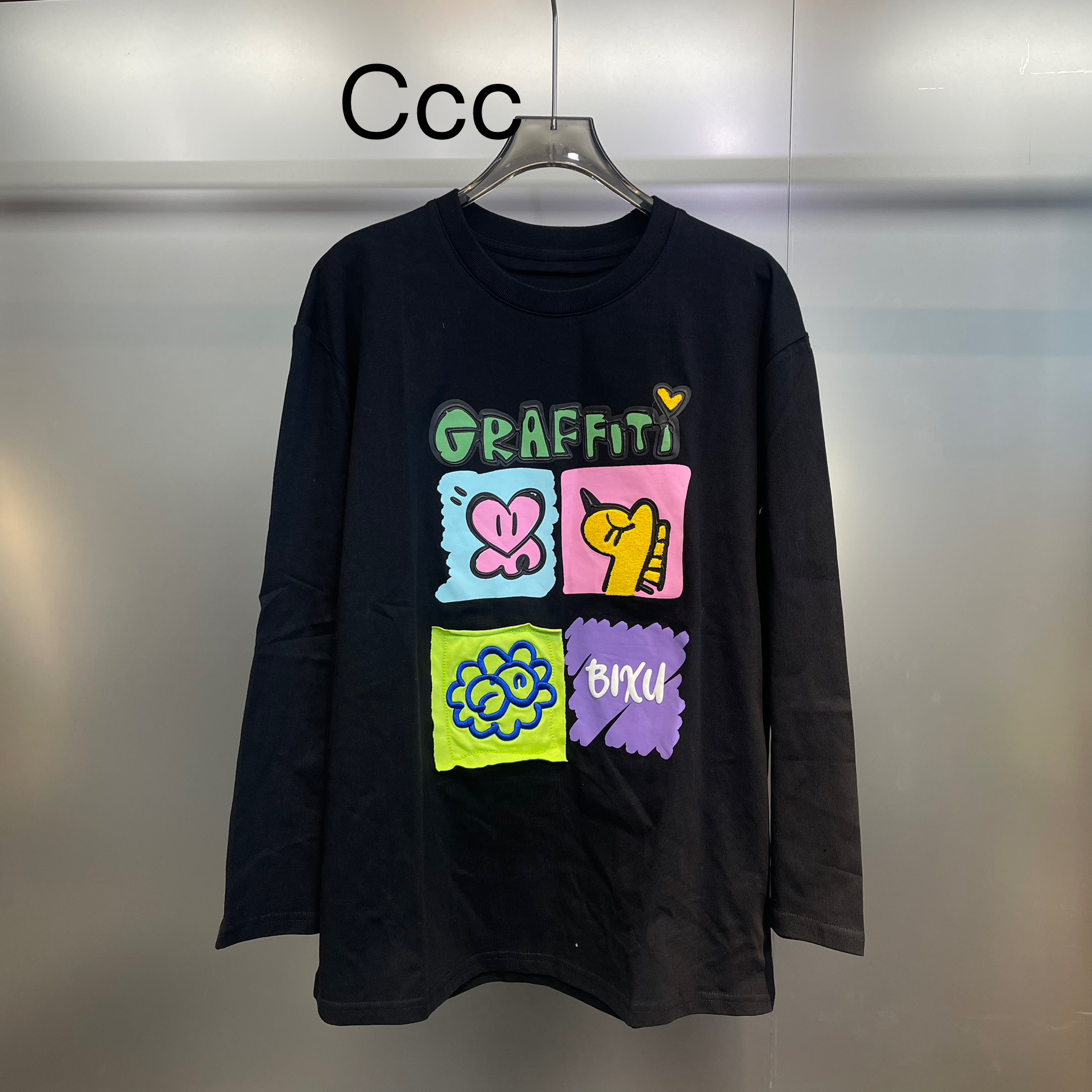 BiXU风卡通风长袖T恤春秋加绒时尚潮流休闲百搭卡通套头