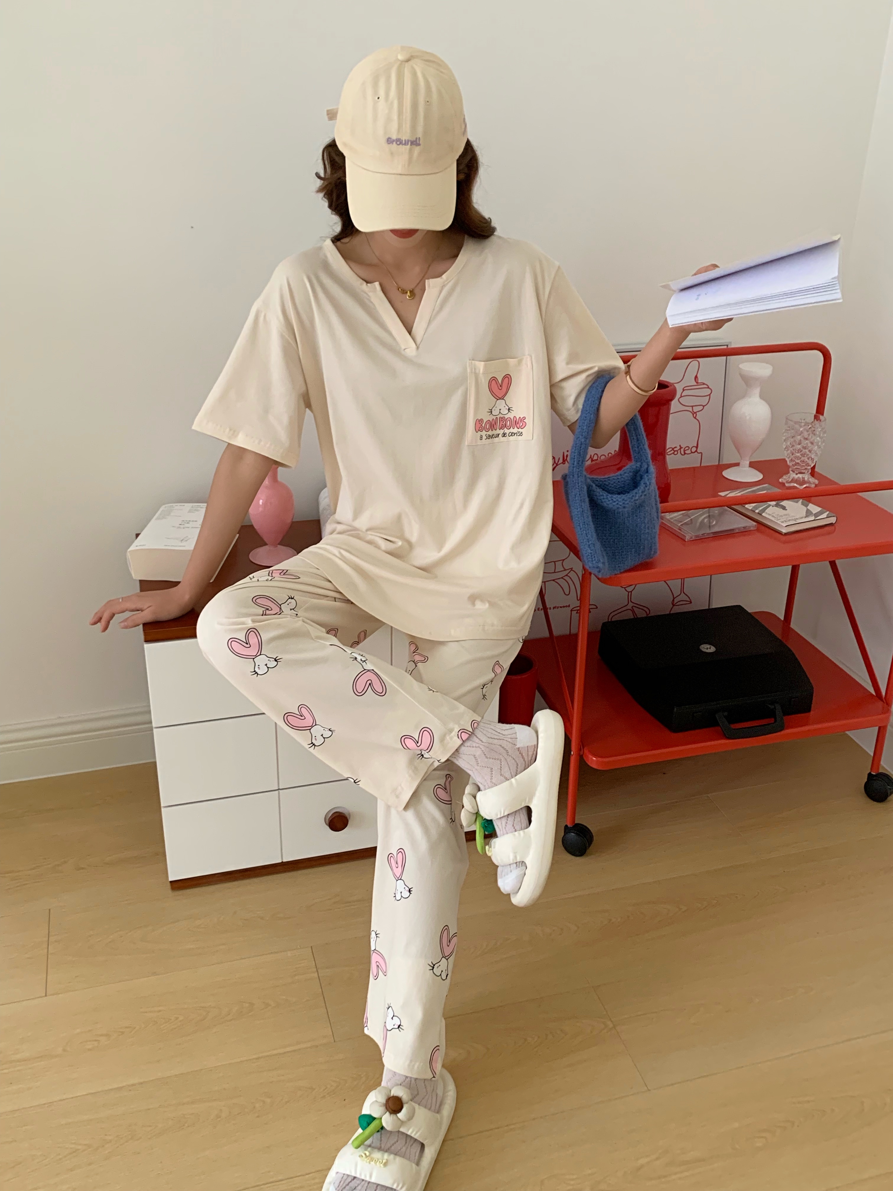 抗菌棉薄款不起球短袖长裤韩版休闲时尚大学生女士夏季套装睡衣