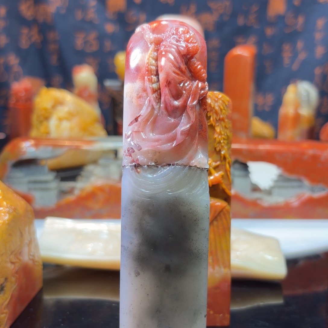 寿山石印石达摩渡江