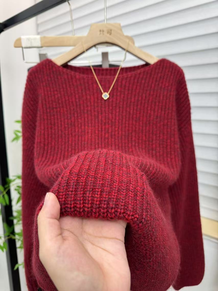 2025新款花纱红韩版加厚重磅高级感秋冬羊毛衫女宽松显瘦经典百搭