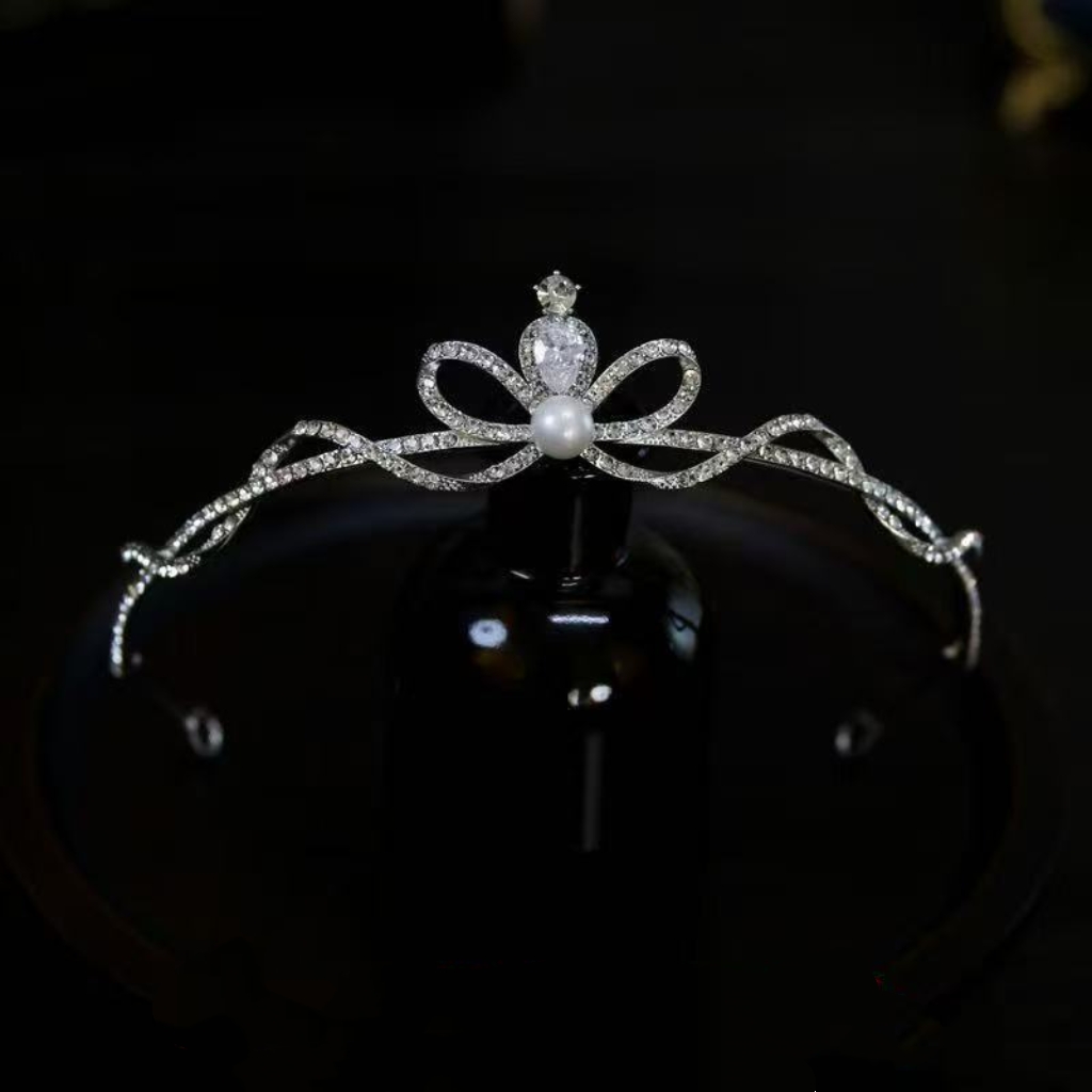 简约珍珠百搭缎面小皇冠新娘结婚实用仪式礼服宴会王冠公主6928