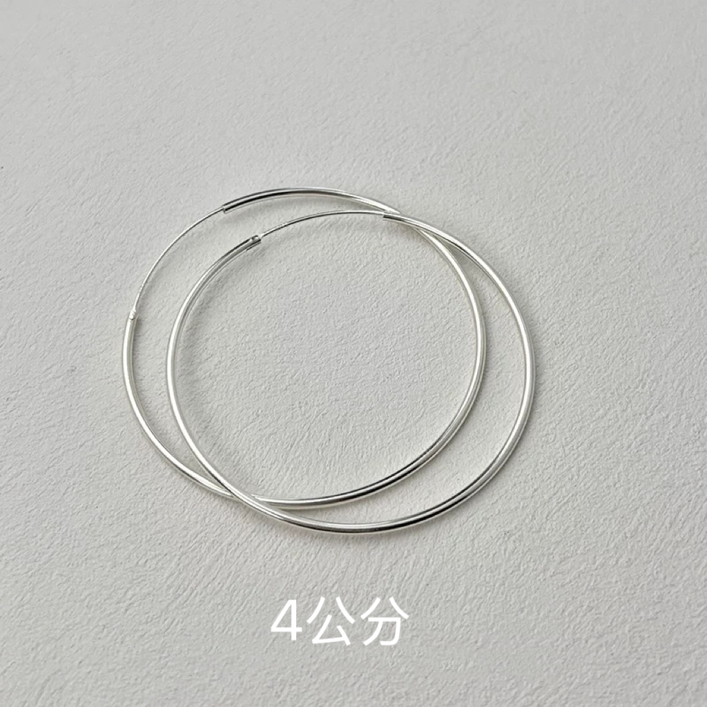 925银耳饰 韩版百搭经典大耳圈素圈4公分耳环经典ins风3048