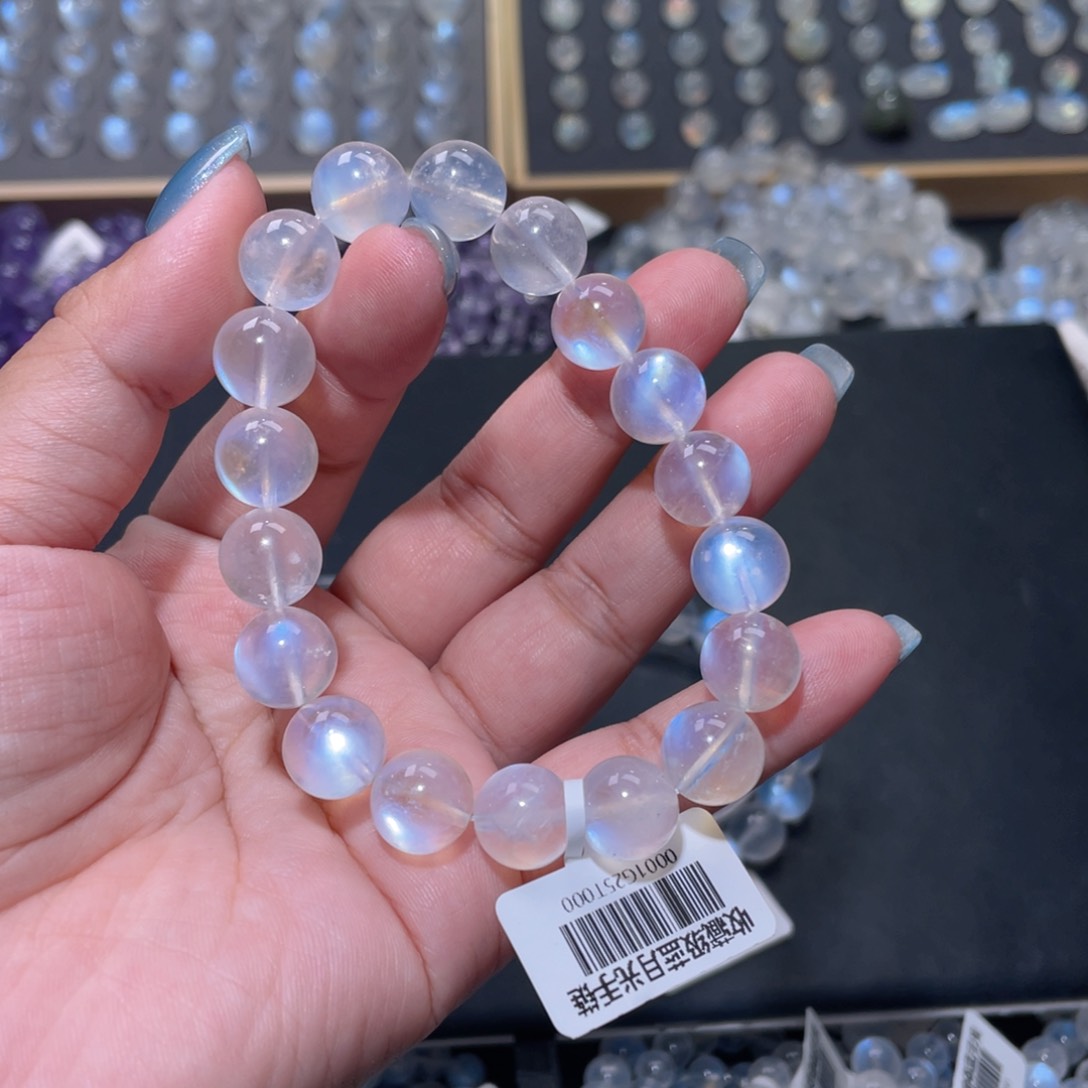 猫***腻手链未镶嵌长石蓝月光手链11mm