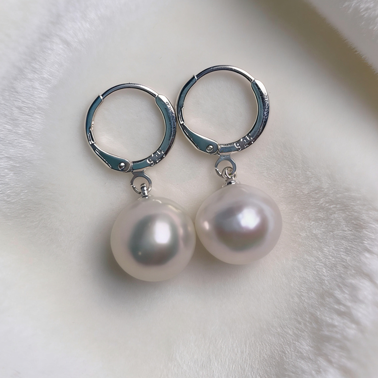 11-12m天然淡水珍珠耳扣强光S925银耳扣