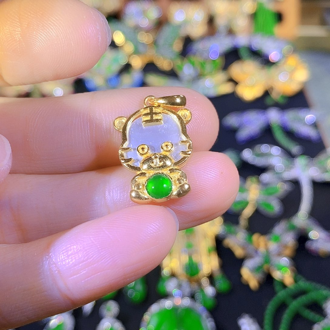 吊坠(不含链)银S925镶嵌翡翠