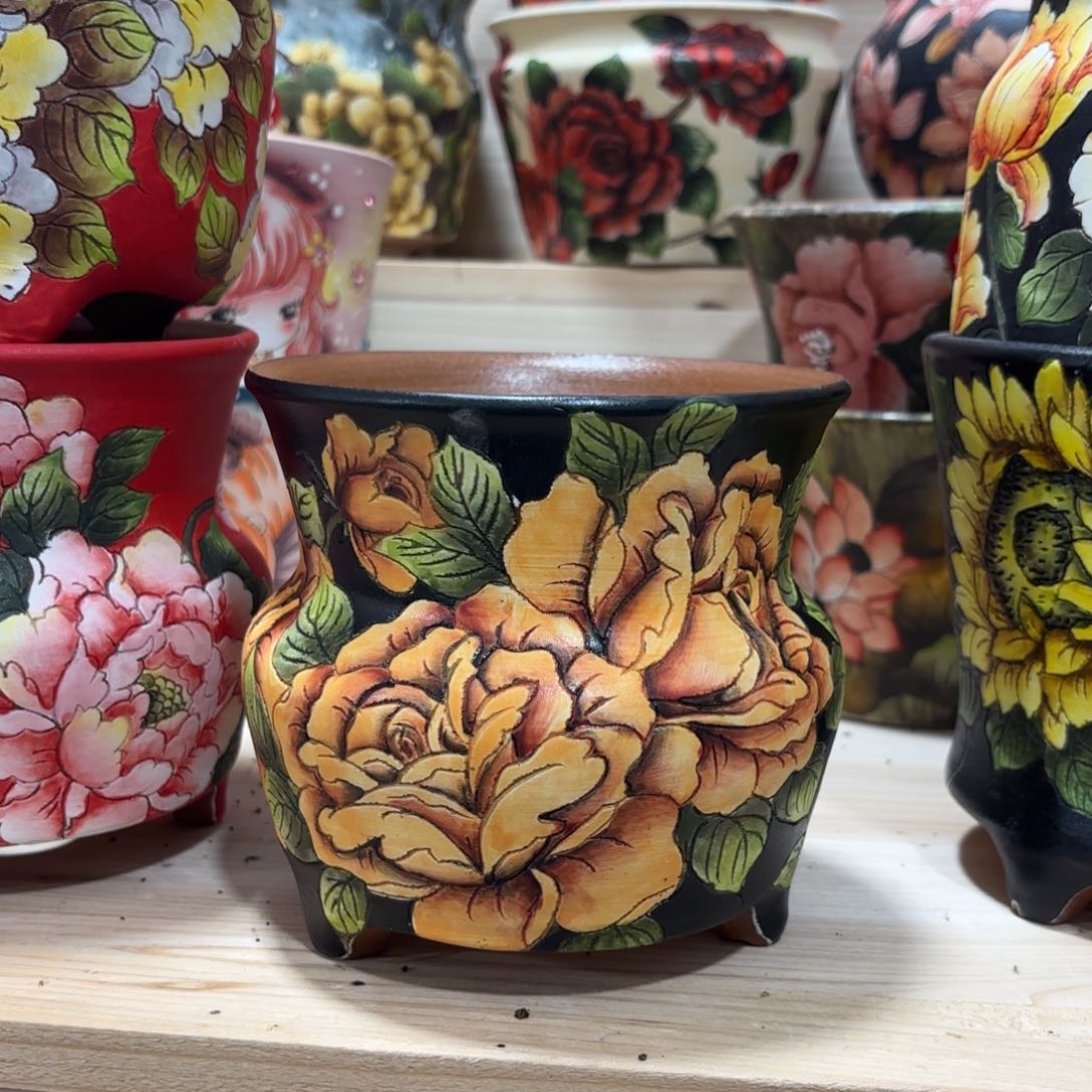 紫砂花盆景德镇手绘花盆陶瓷11/11