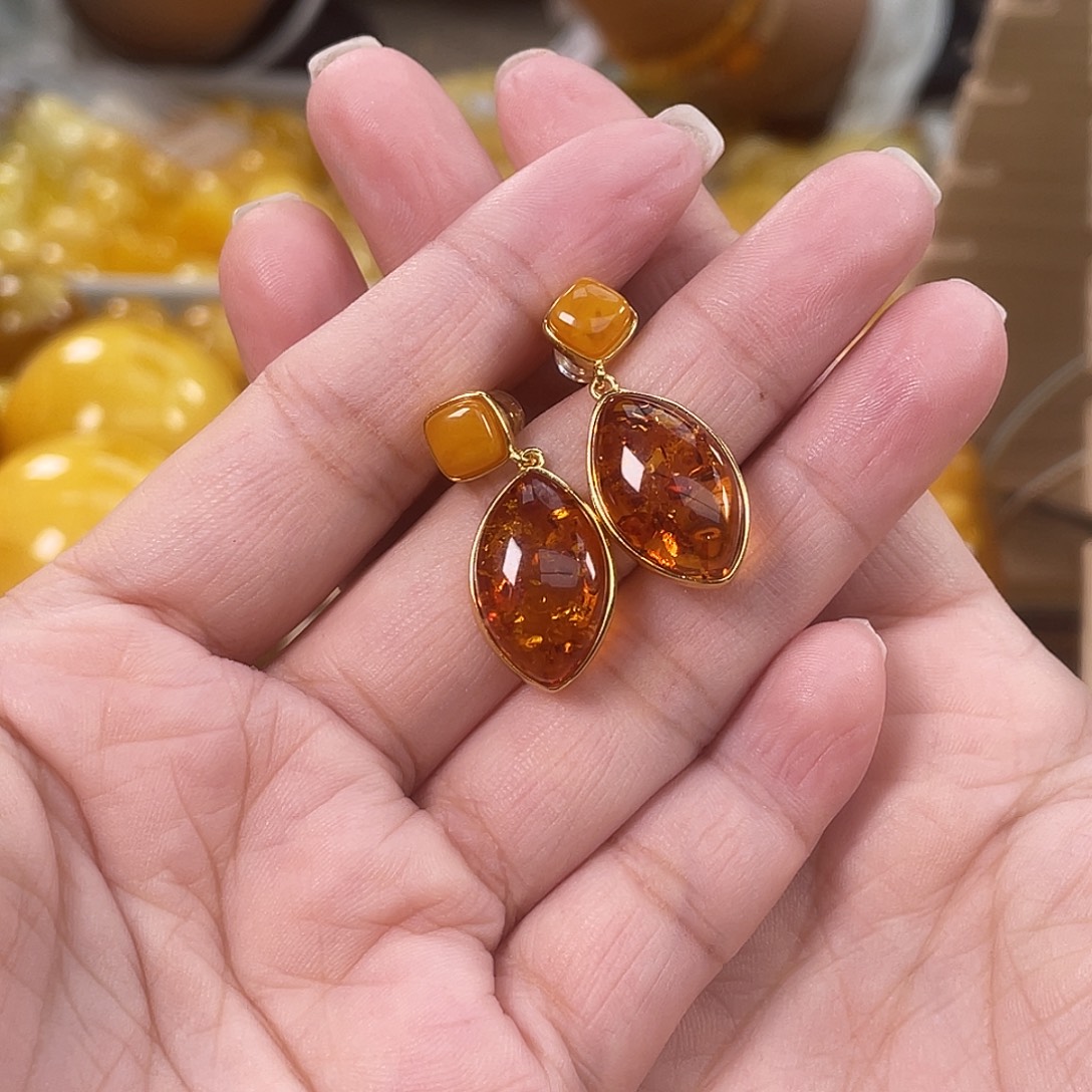 琥珀银S925镶嵌珠宝奇石多样性发其一h