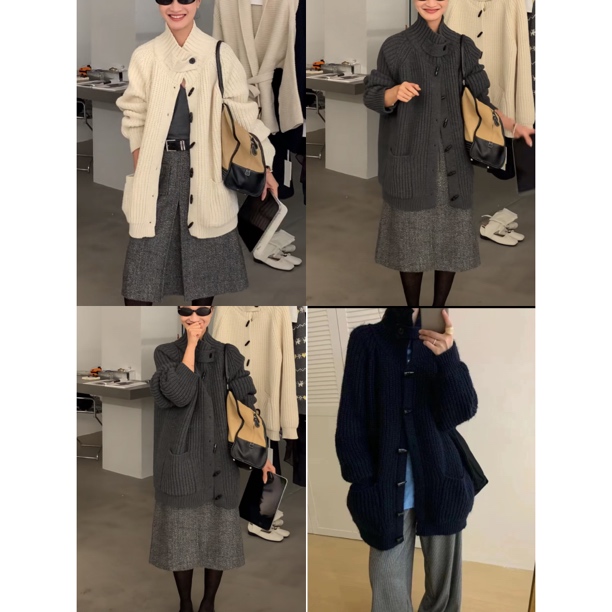 【NO退NO换】 AWY（1dlf8576#）软软糯糯牛角扣百搭毛衣外套 10-13