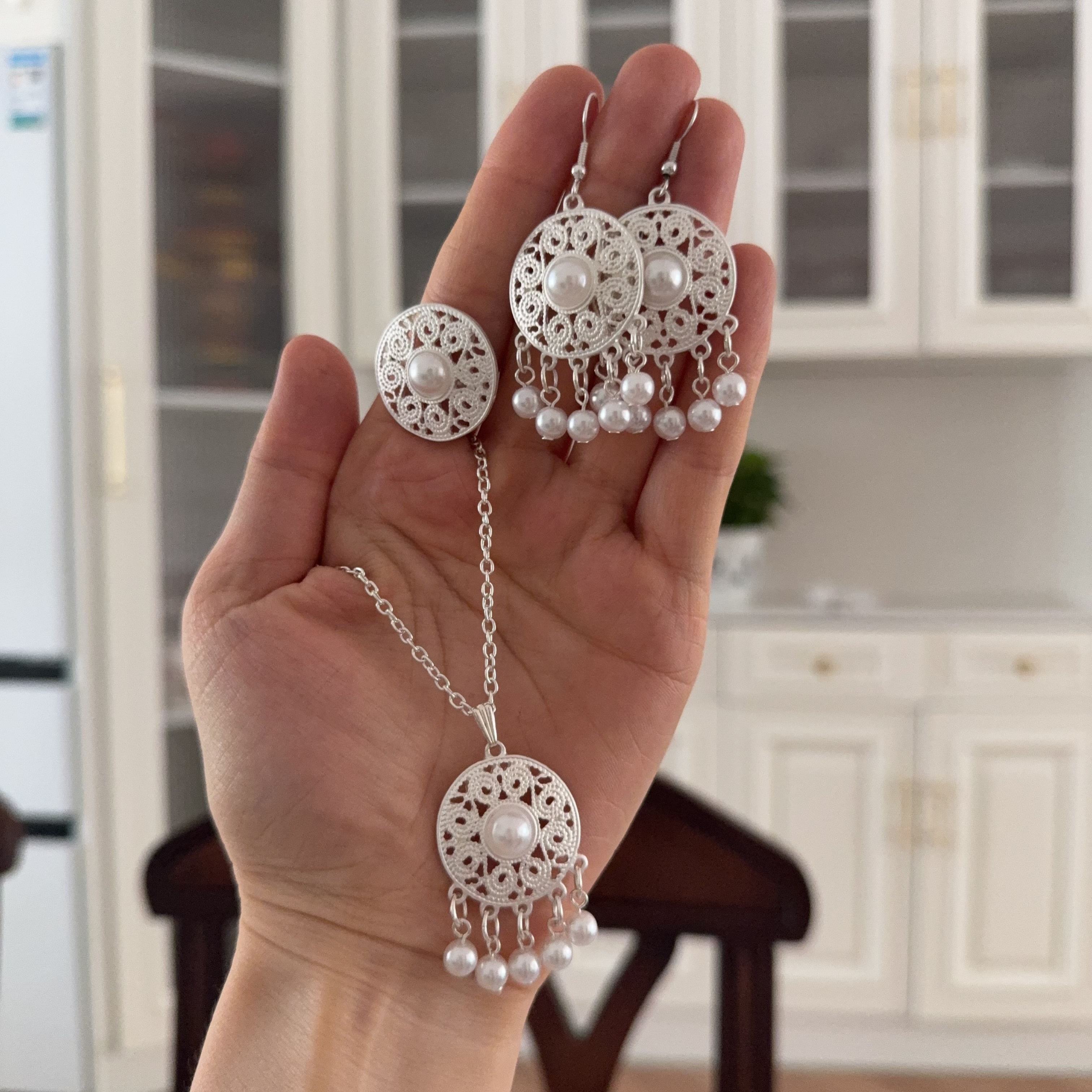 合金耳饰 钛合金耳环 三件套   复古