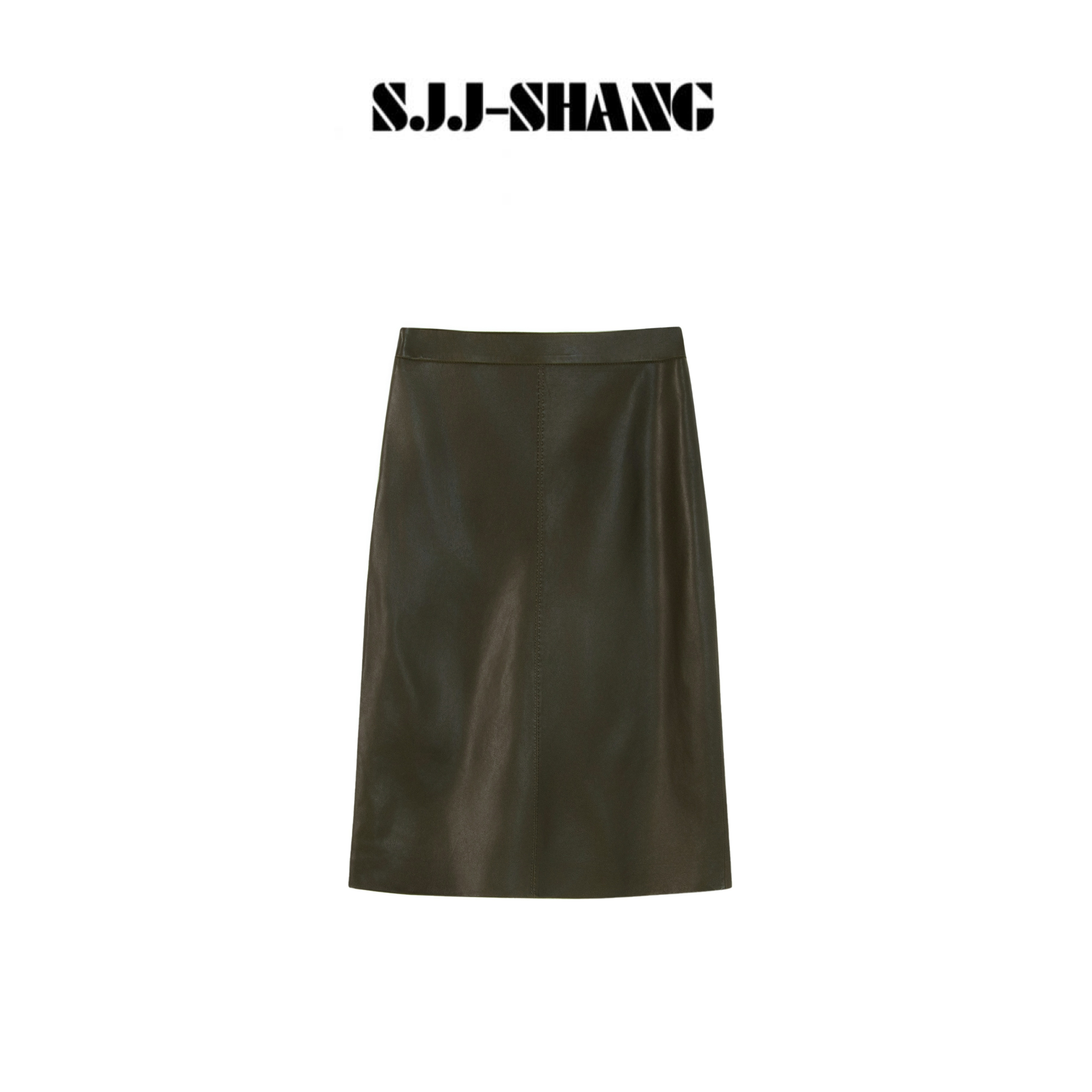 SJJ-SHANG【罗蓝】轻蜡进口西班牙羊皮中腰半植鞣半身皮裙q135893p