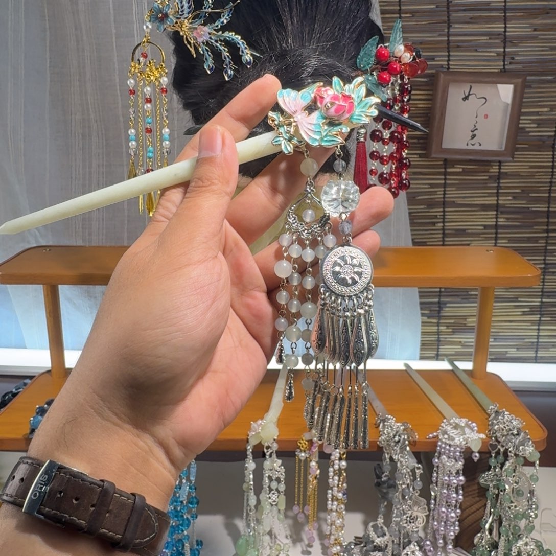 蛇纹石玉合金发饰