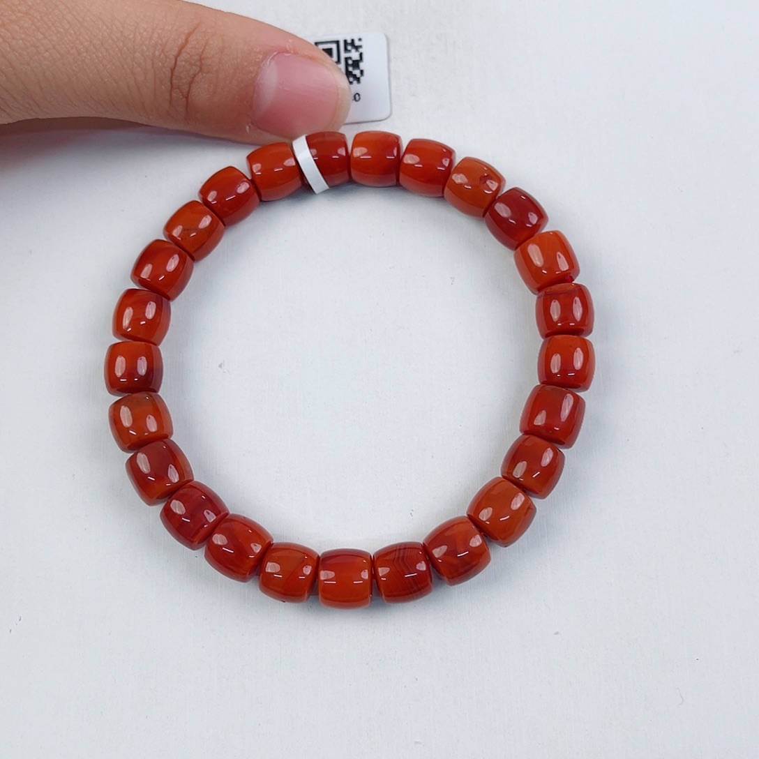 南红玛瑙未镶嵌瓦西直切单圈8mm