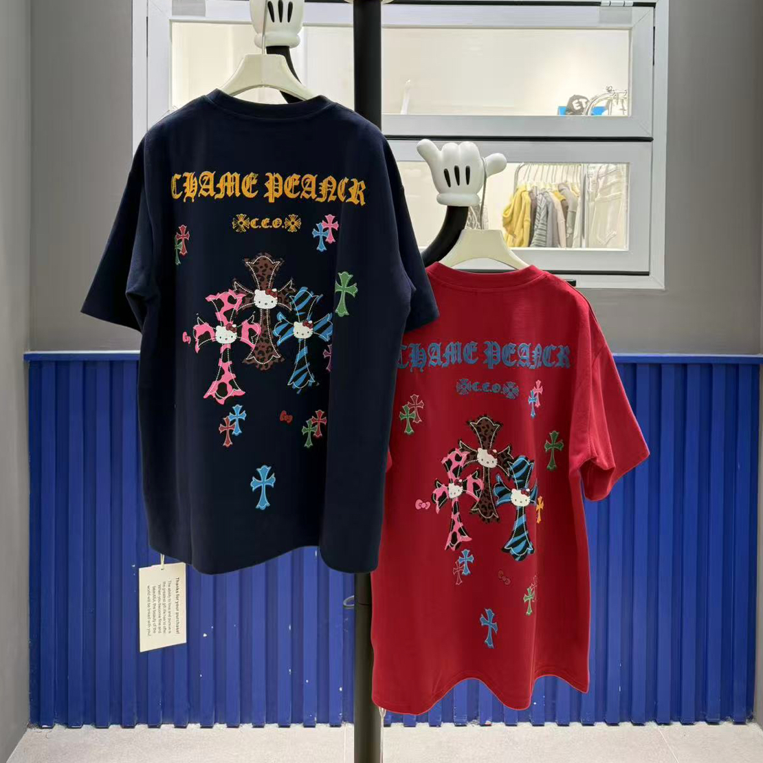 5758#深圳BOHAN秀秀家2025冬季新品彩标磨毛短袖T 男女同款