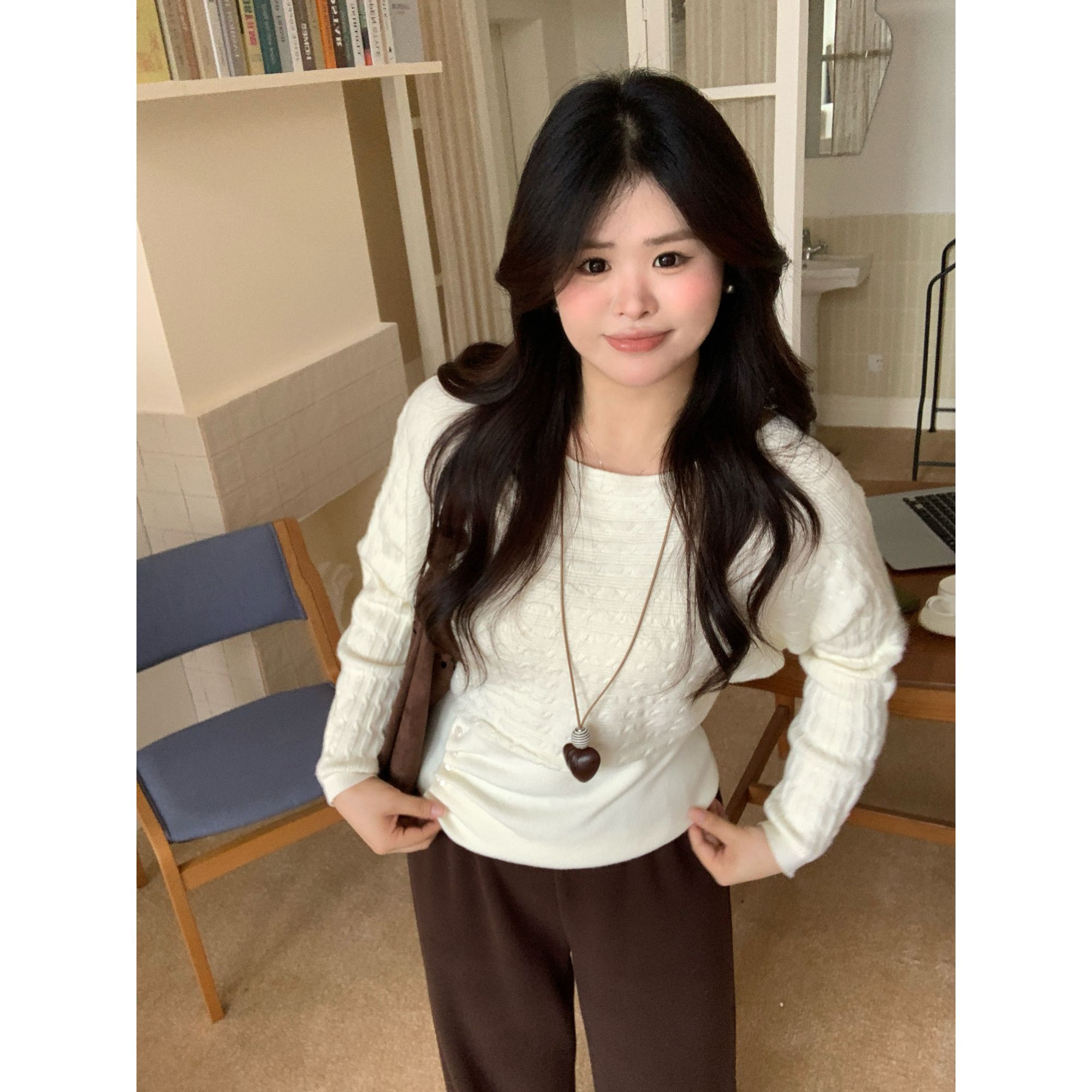 微胖大码女装秋冬新款韩系温柔气质收腰显瘦针织衫毛衣胖mm上衣