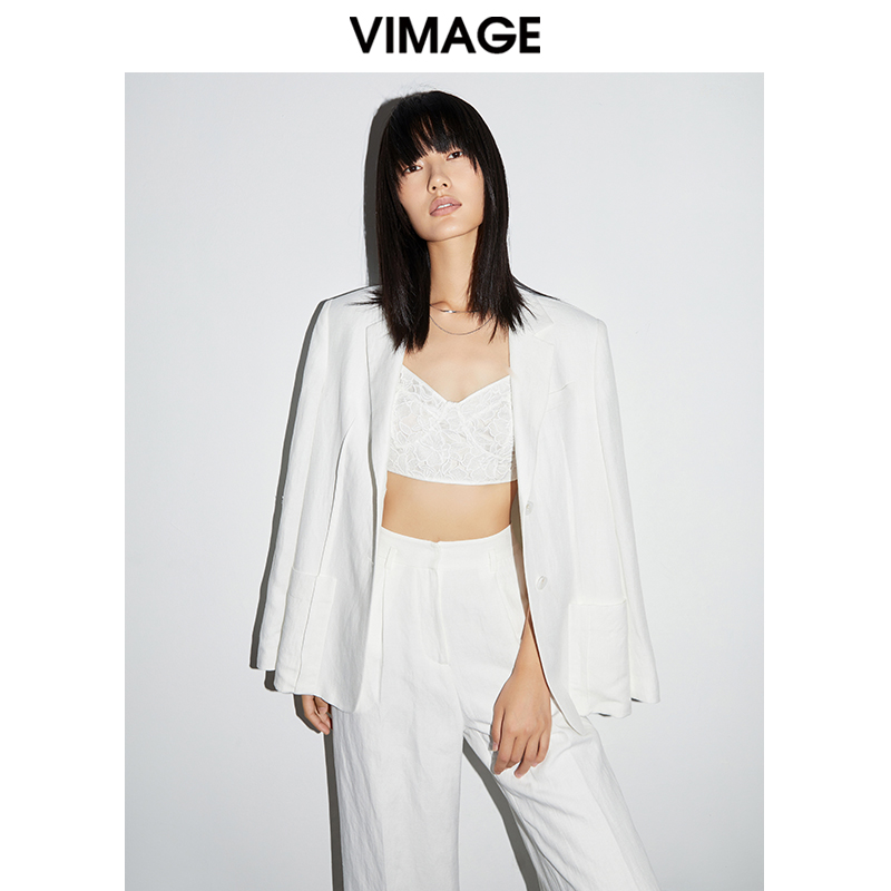 VIMAGE/纬漫纪新款时尚显瘦纯色西装薄外套V1703316