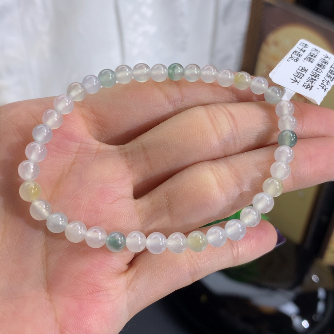 未镶嵌手链翡翠卡4.9冰胶马卡龙手串