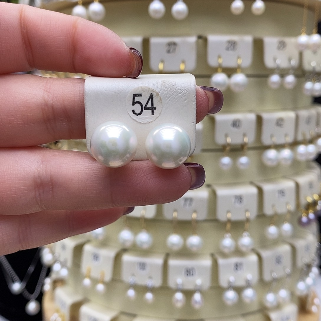 淡水珍珠耳饰18K金镶嵌