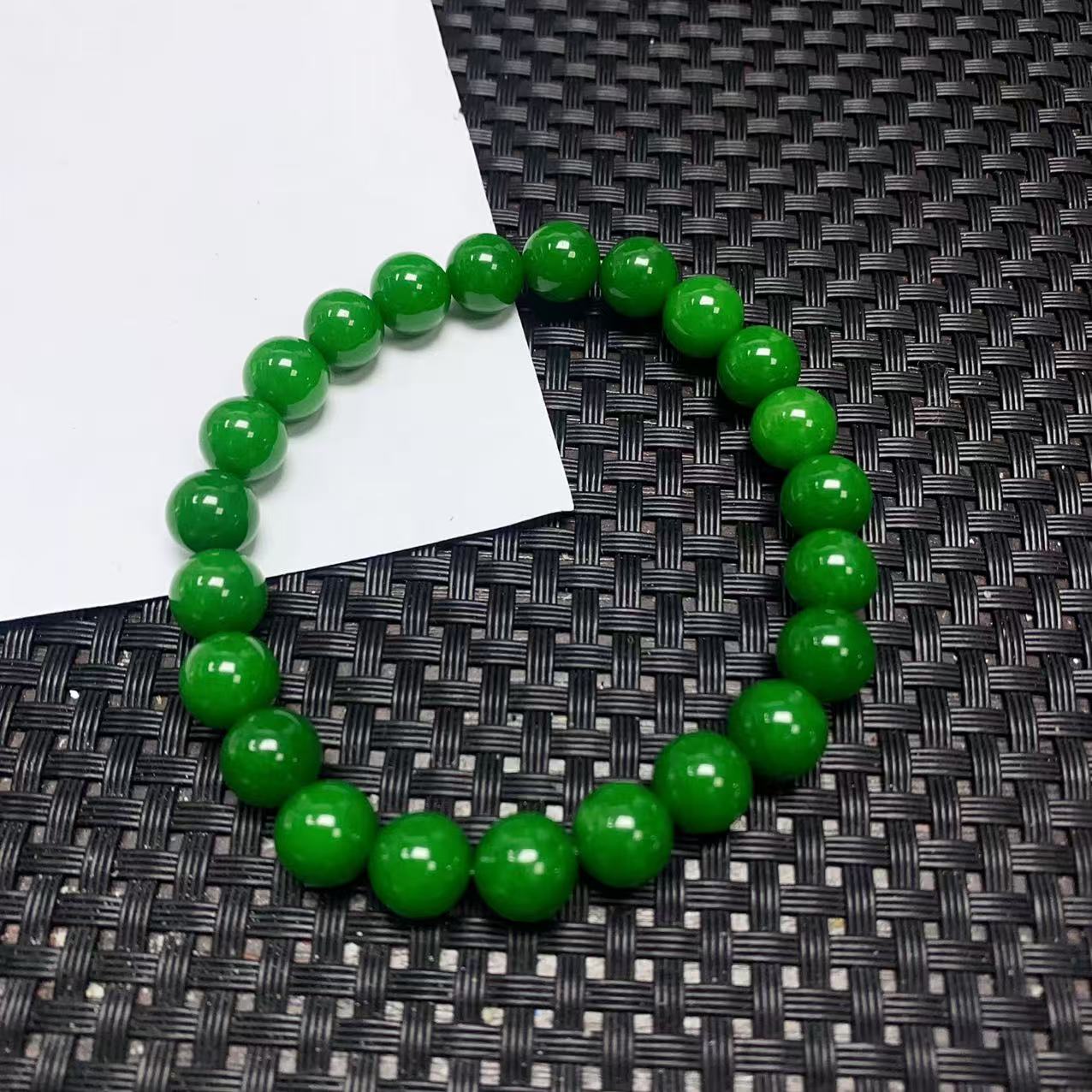 [石矿]A74蜡绿色系手链8M