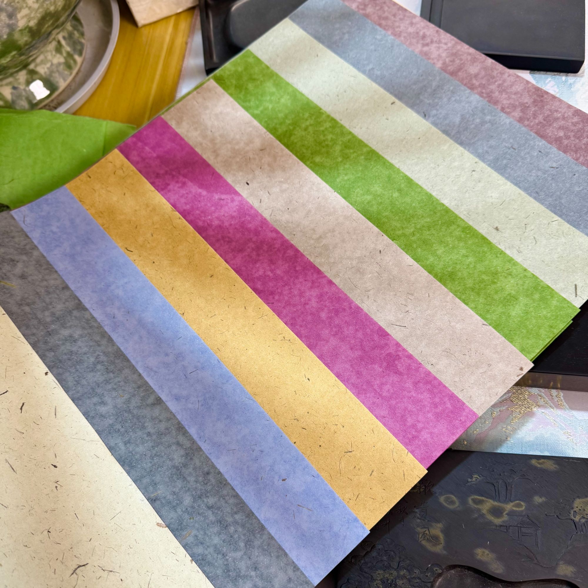 十色【虎皮宣】虎皮纹鎏金宣纸半生熟书画作品专用四尺对开宣纸创作