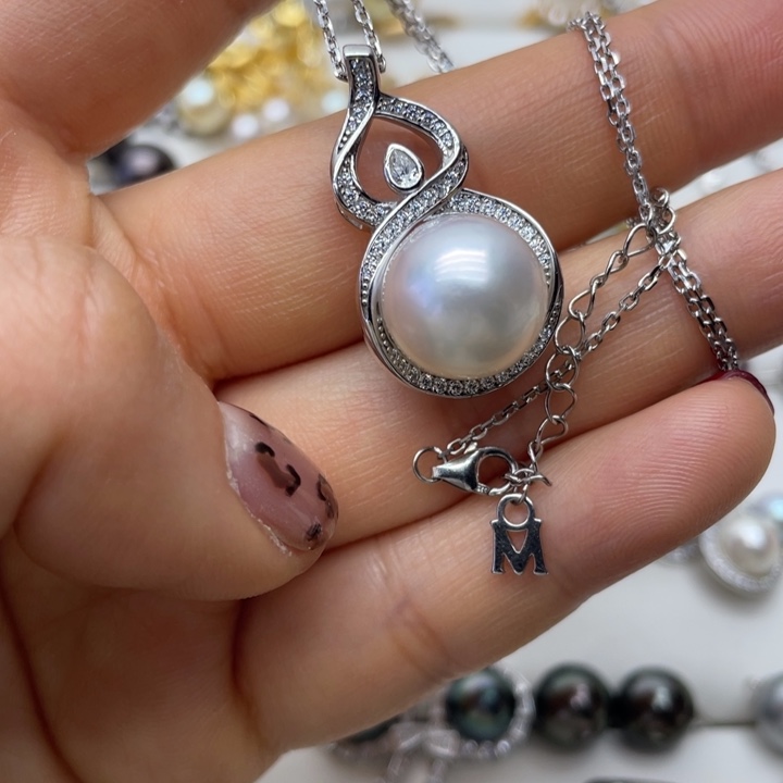 海水珍珠项链银S925镶嵌
