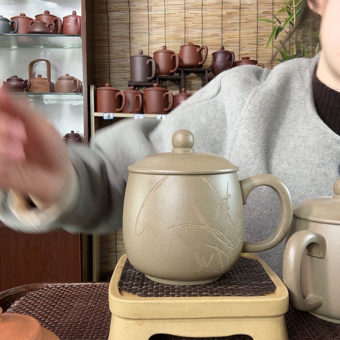 紫砂茶杯原矿青段兰花办公杯480CC左右