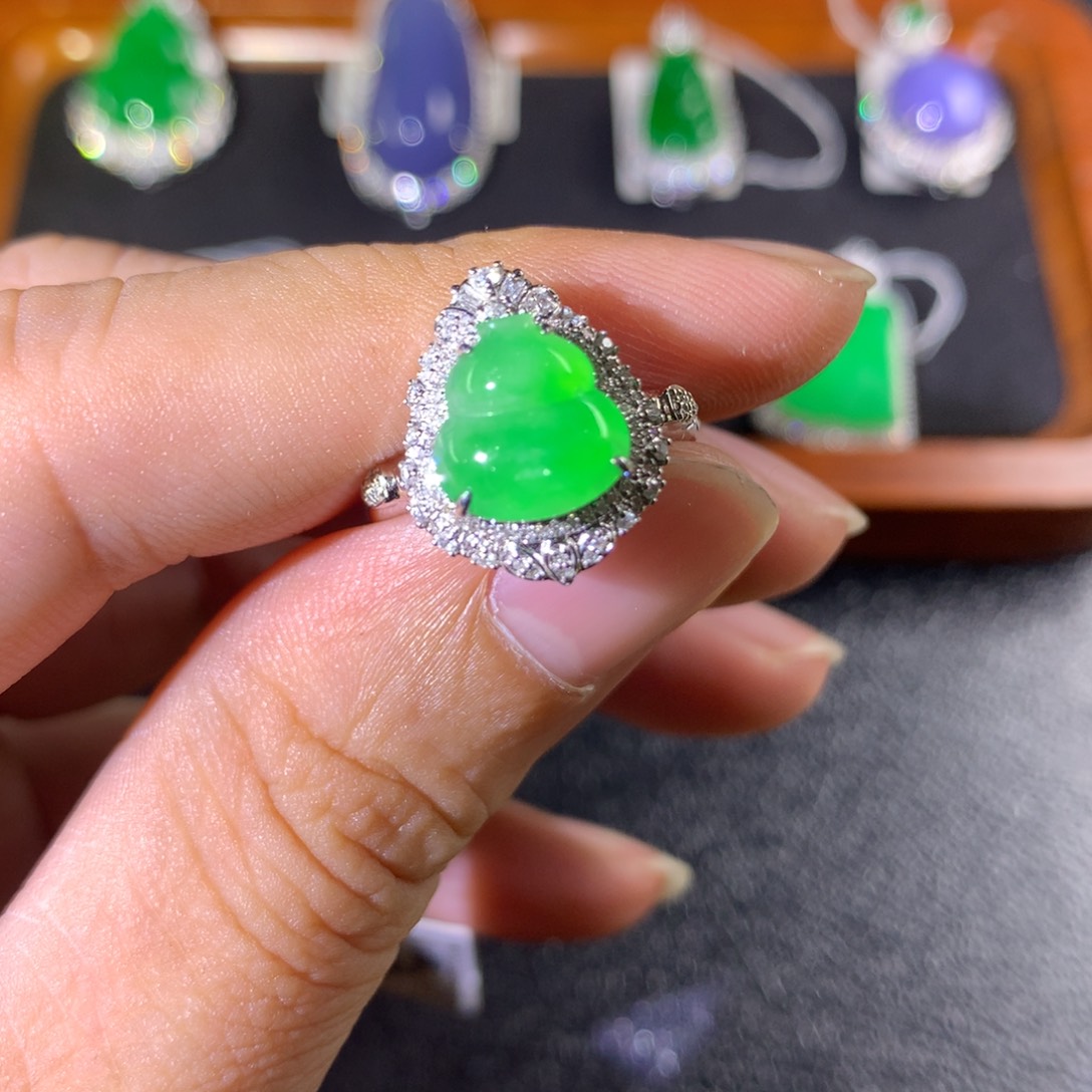 翡翠18K金镶嵌戒指两用款