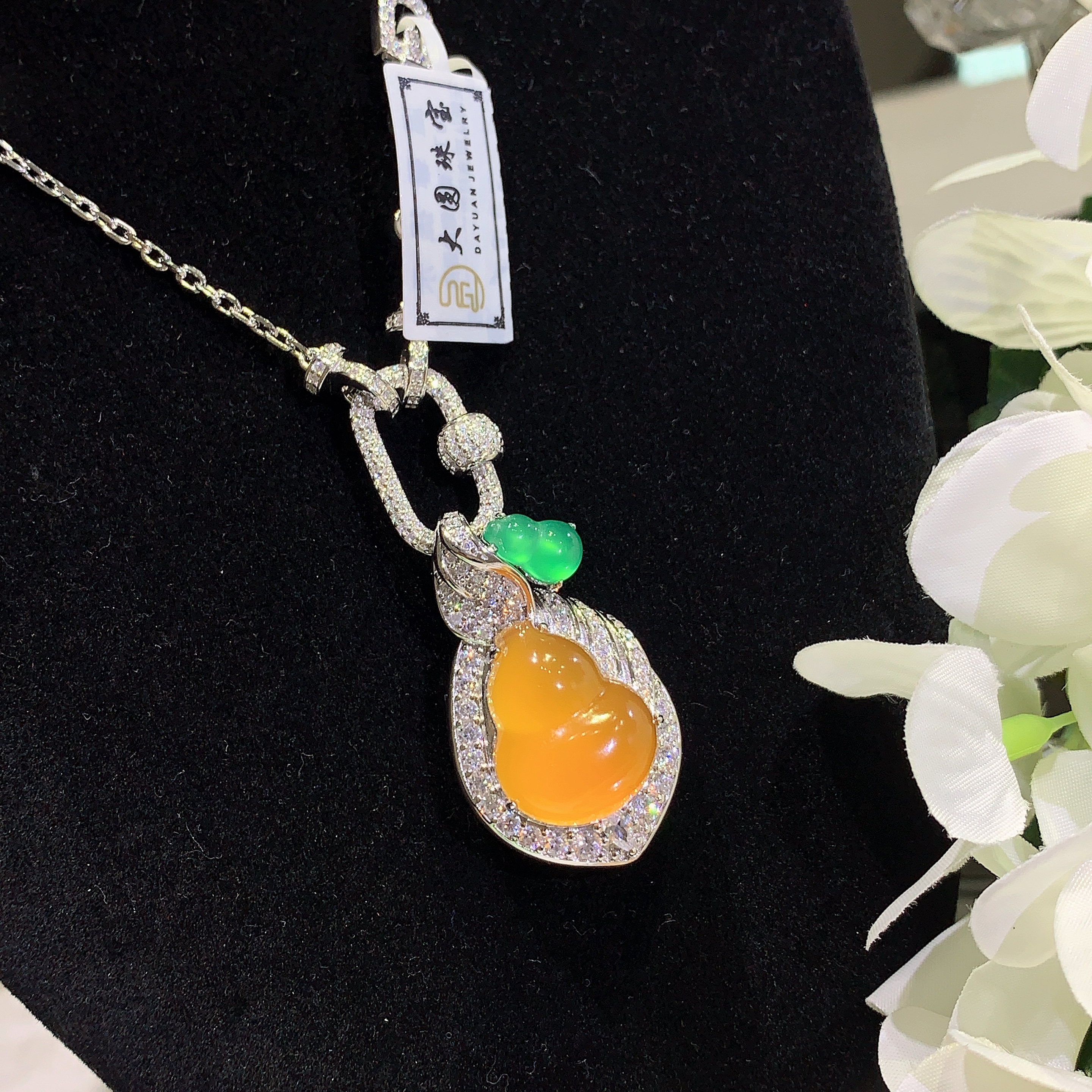 天然黄玉髓葫芦吊坠S925银镶小众轻奢珠宝新中式百搭挂件生日礼物