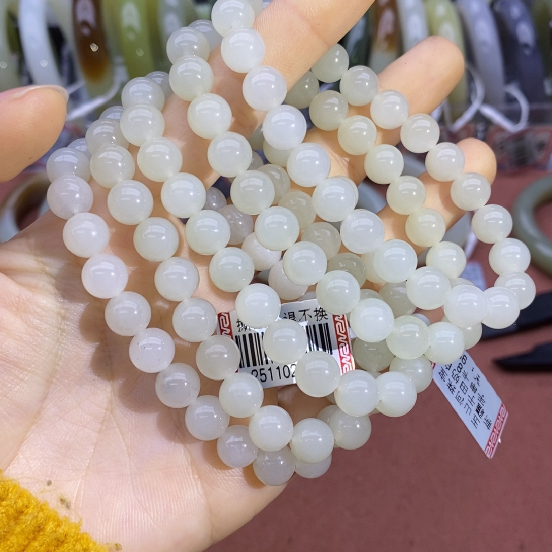 和田玉未镶嵌手串卡8