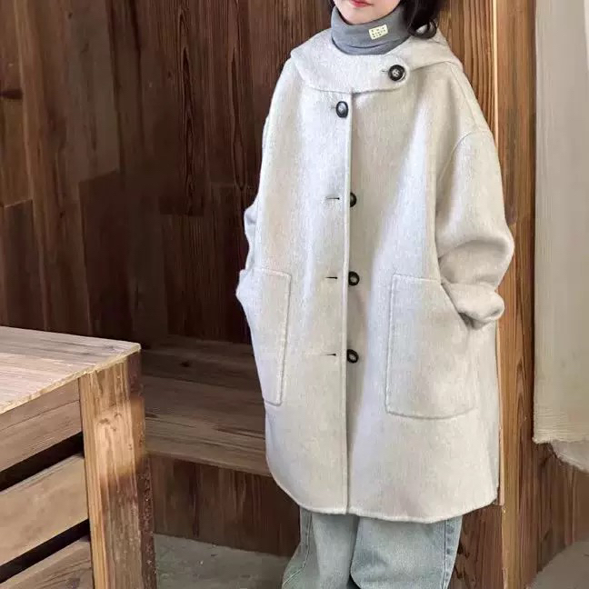 5059拉夏bei  er 直播实物女大童呢子羽绒外套