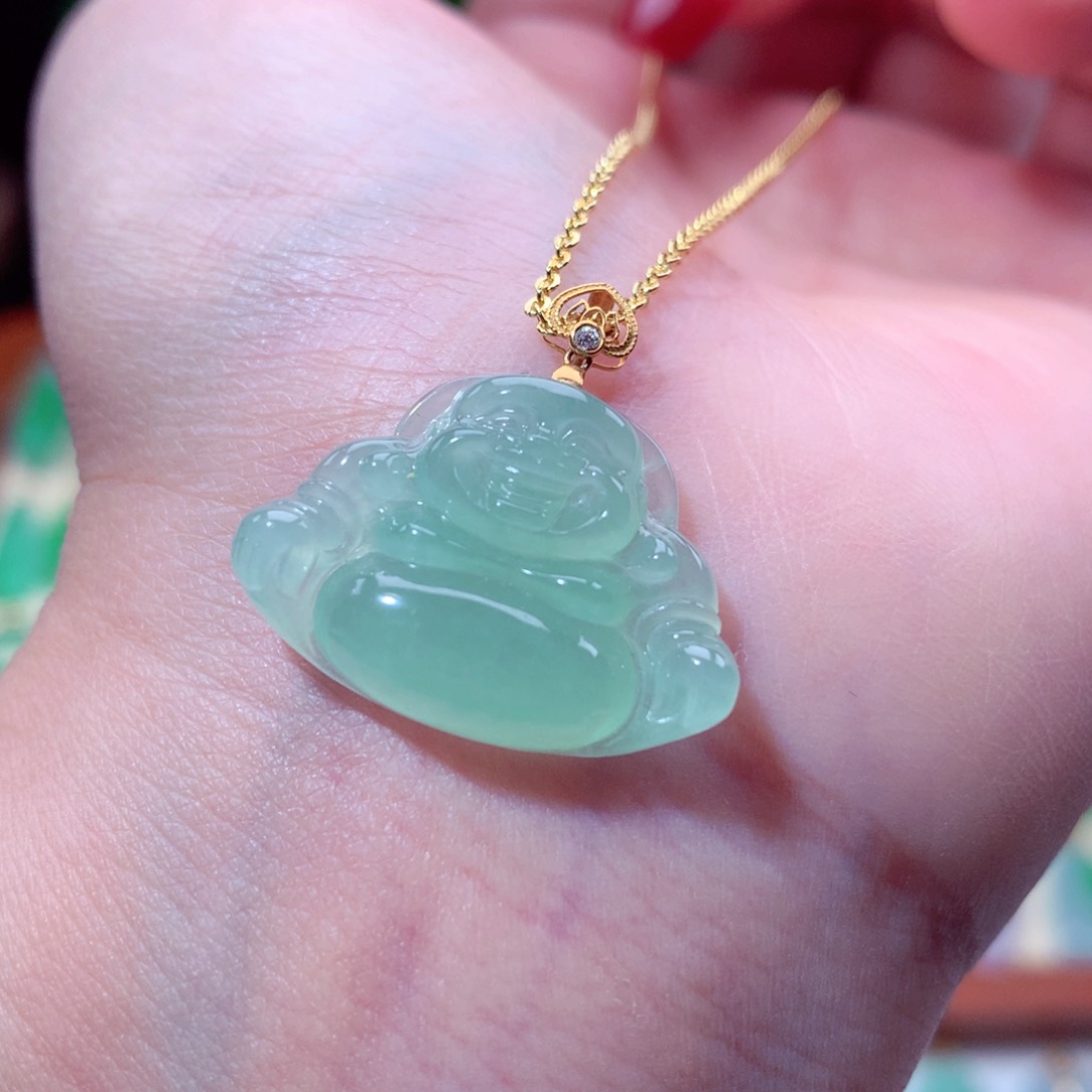 翡翠吊坠(不含链)18K金镶嵌