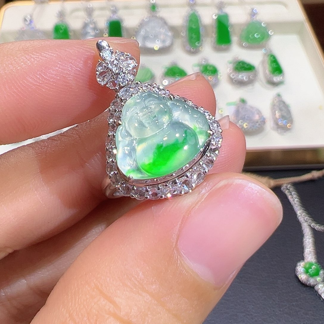 翡翠18K金镶嵌戒指两用款