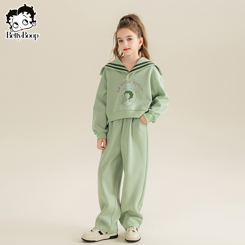 贝蒂女童春秋海军领卫衣卫裤套装秋款儿童学院风两件套24422