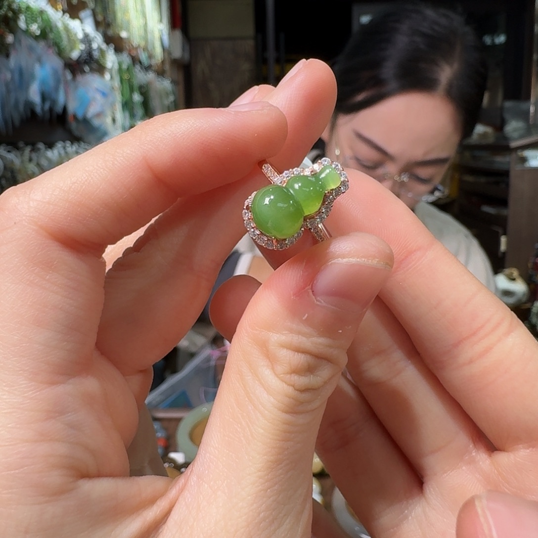 和田玉银S925镶嵌戒指